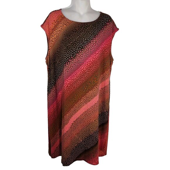 Chico's Womens Dress Size 3 XL Ombré Mix Boat Neck Cap Sleeve Knee Length Shift - Picture 1 of 9